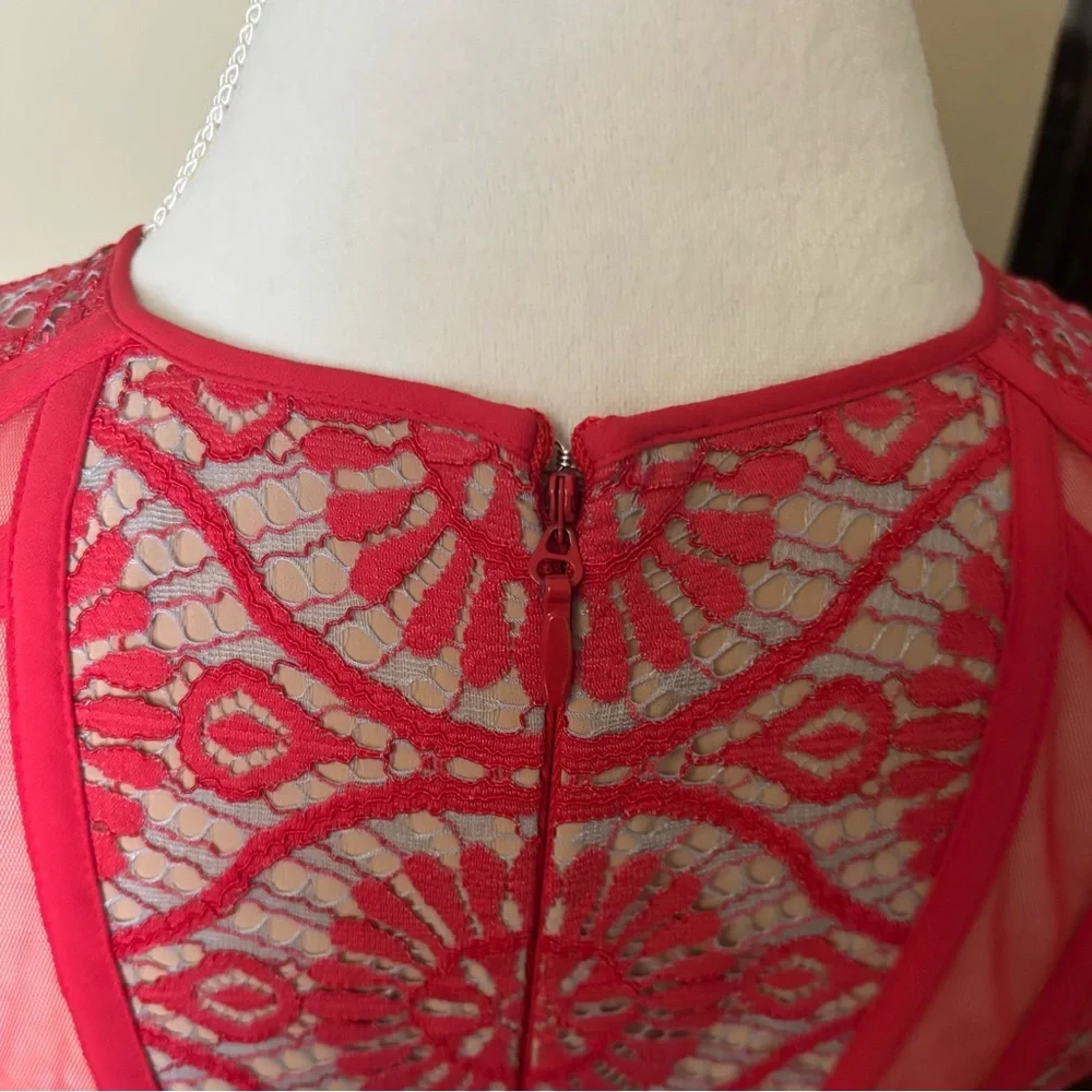 BCBG Max Azria Elegant Red Lace Dress - Picture 6 of 12